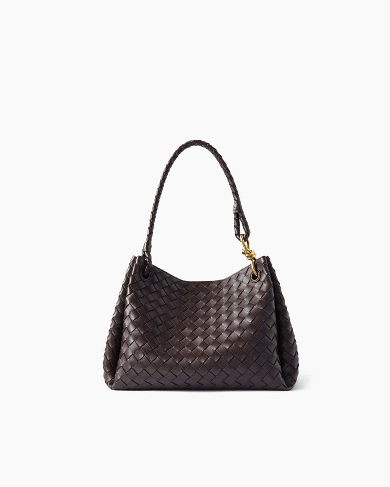 Woven Gold Knot Leather Tote Shoulder Bag