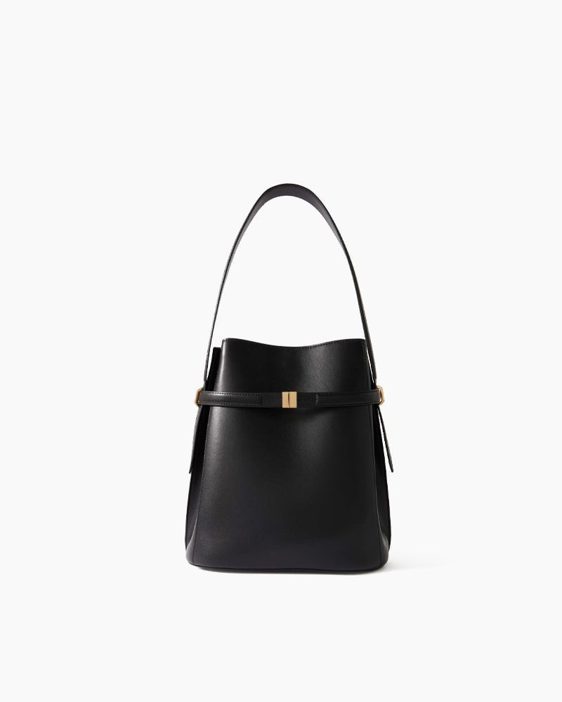 Black Leather Tote Structured Leather Shoulder Bag Secondary image