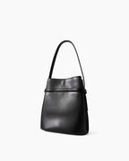 Black Leather Tote Structured Leather Shoulder Bag