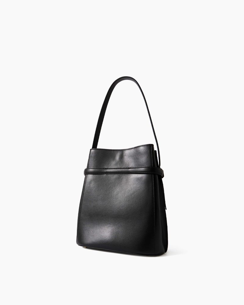 Black Leather Tote Structured Leather Shoulder Bag