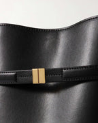 Black Leather Tote Structured Leather Shoulder Bag
