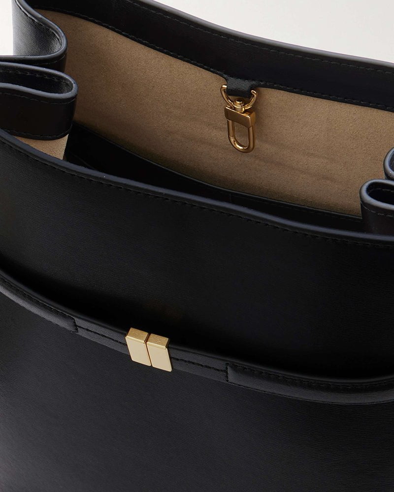 Black Leather Tote Structured Leather Shoulder Bag