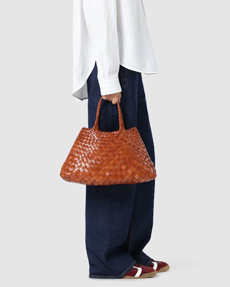 Large Brown Handbag Woven Leather Tote Bag Main image