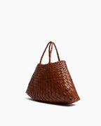 Large Brown Handbag Woven Leather Tote Bag