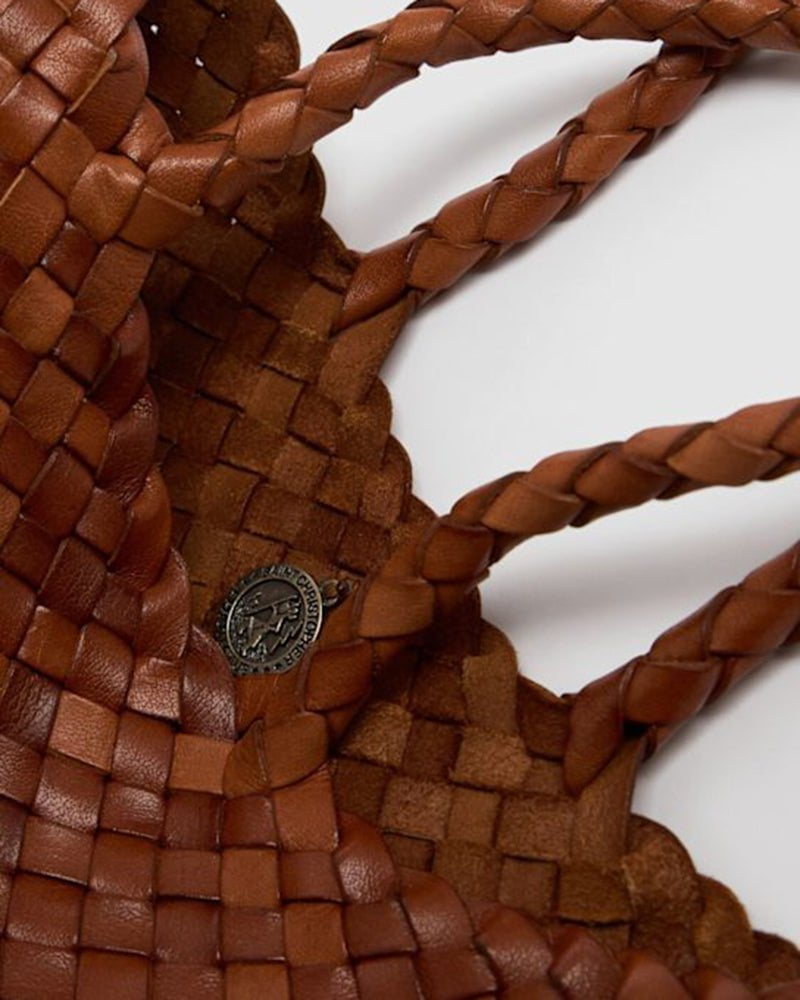 Large Brown Handbag Woven Leather Tote Bag