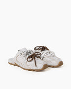 Leather Slip-On Dual-Tone Laces Mule Sneakers