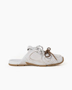 Leather Slip-On Dual-Tone Laces Mule Sneakers