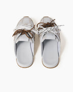 Leather Slip-On Dual-Tone Laces Mule Sneakers