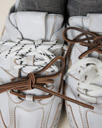 Leather Slip-On Dual-Tone Laces Mule Sneakers