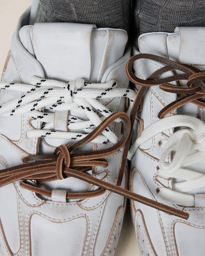 Leather Slip-On Dual-Tone Laces Mule Sneakers