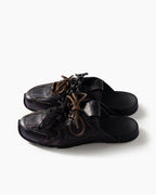 Leather Slip-On Dual-Tone Laces Mule Sneakers