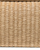 Beige Woven Straw Mini Bag - Roll Top Design