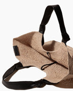 Knotted Leather Handles Woven Raffia Tote Bag