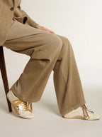 White Nappa Leather Sneakers with Gold Star and Beige Heel Tab