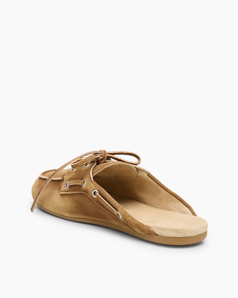Women's Faded Suede Mules Brown Boat Shoes