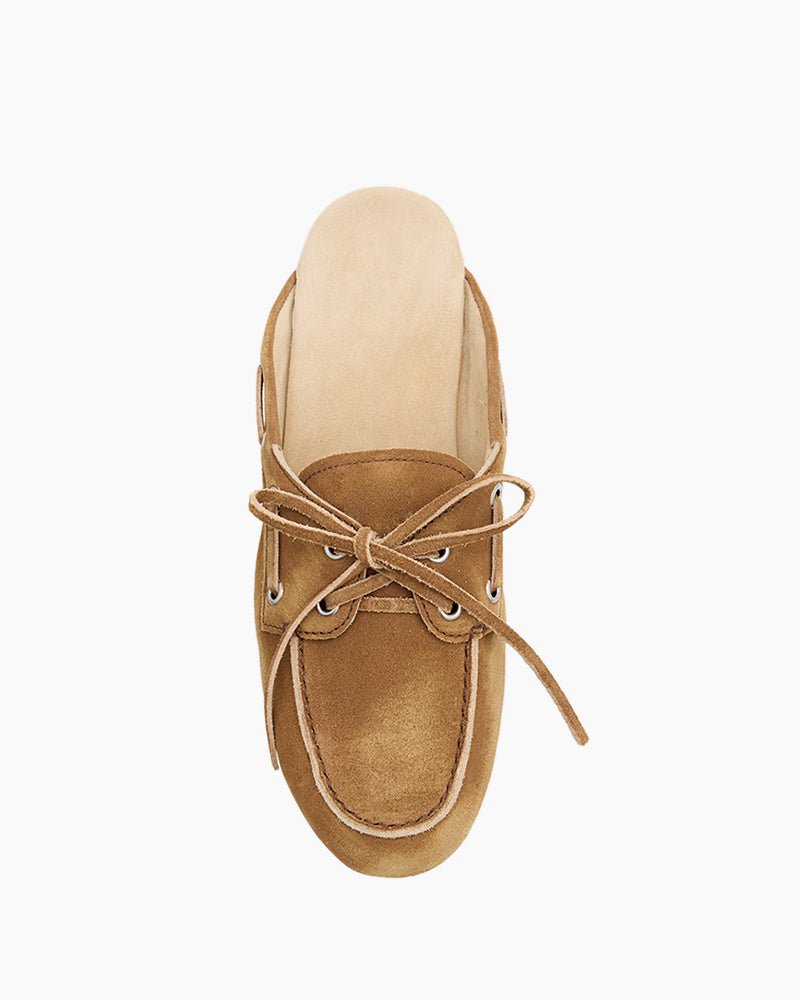 Women's Faded Suede Mules Brown Boat Shoes