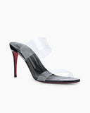 Women's Clear Red Sole Double Strap Stiletto Heel Sandals