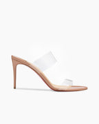 Women's Clear Red Sole Double Strap Stiletto Heel Sandals