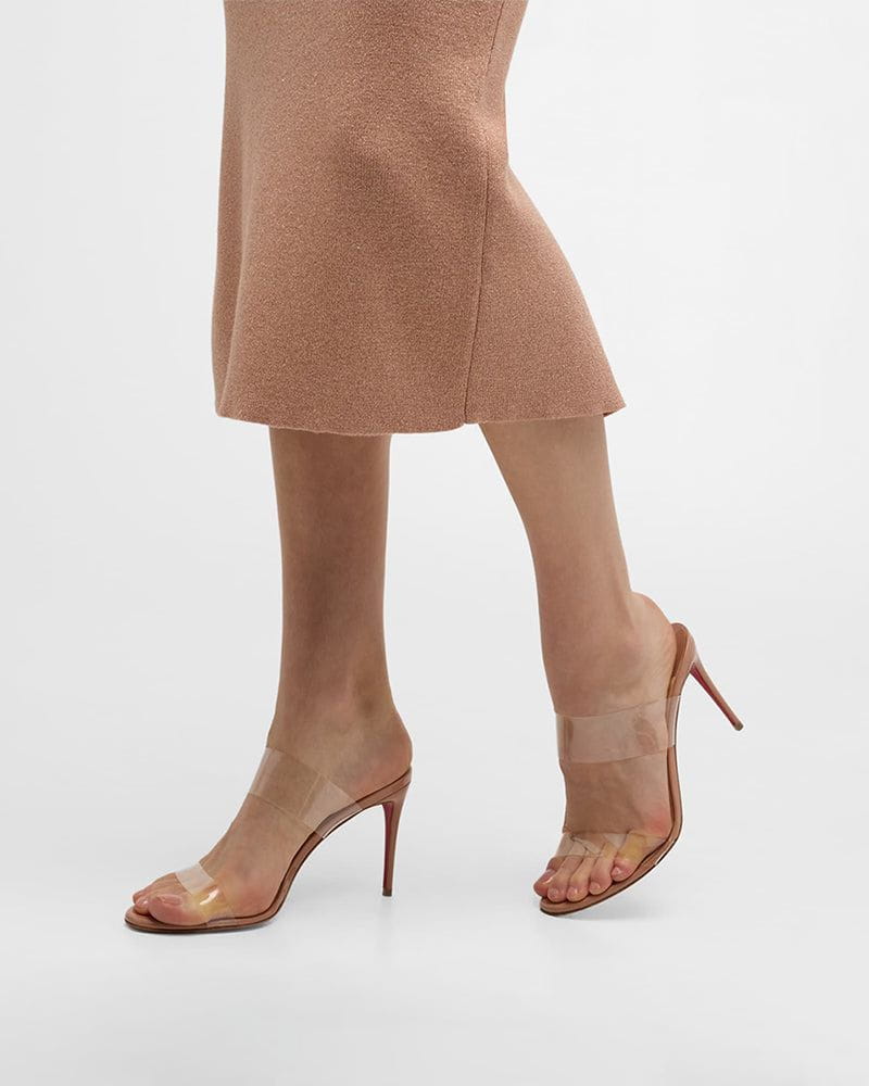 Women's Clear Red Sole Double Strap Stiletto Heel Sandals