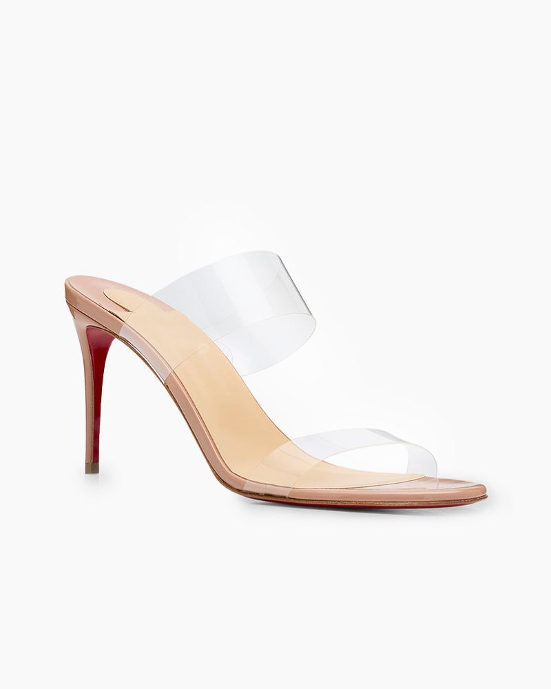 Women's Clear Red Sole Double Strap Stiletto Heel Sandals