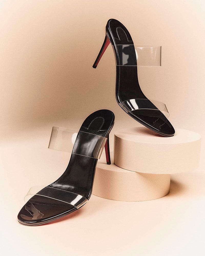 Women's Clear Red Sole Double Strap Stiletto Heel Sandals