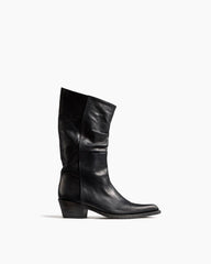 Women's Mid-Calf Ruched Burnished Leather Clive Boots