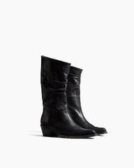 Women's Mid-Calf Ruched Burnished Leather Clive Boots