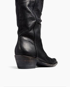 Women's Mid-Calf Ruched Burnished Leather Clive Boots
