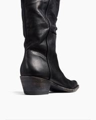 Women's Mid-Calf Ruched Burnished Leather Clive Boots
