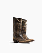 Women's Mid-Calf Ruched Burnished Leather Clive Boots