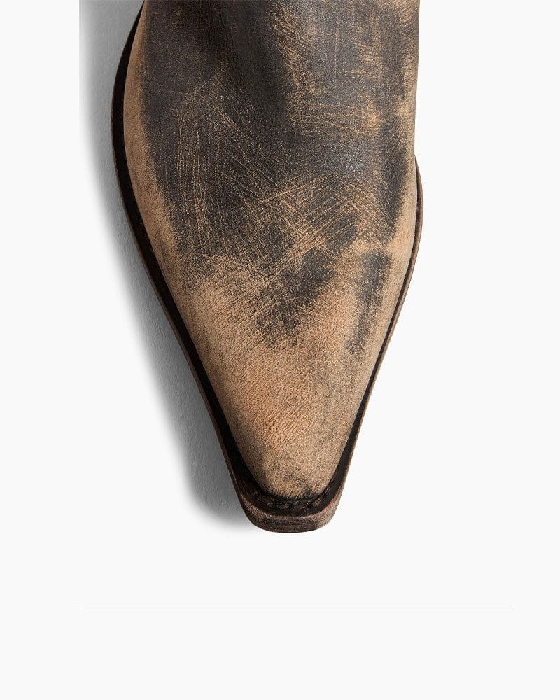 Women's Mid-Calf Ruched Burnished Leather Clive Boots