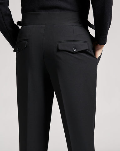 High-waisted Draped Slim-fit Cropped Suit Pants