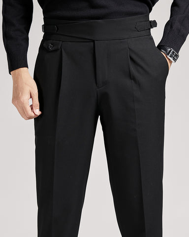 High-waisted Draped Slim-fit Cropped Suit Pants