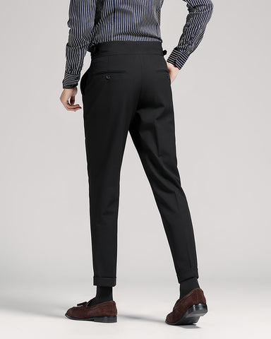 Business Mid-High Waist Rolled Cropped Suit Pants