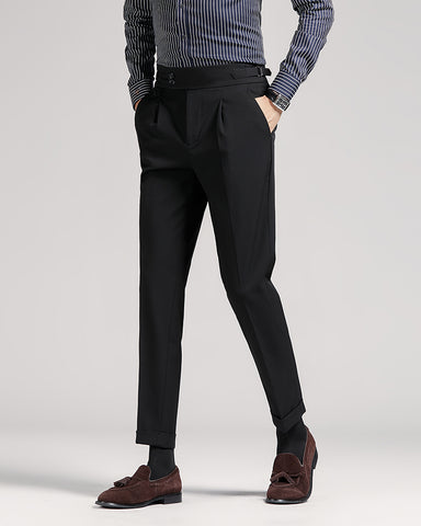 Business Mid-High Waist Rolled Cropped Suit Pants