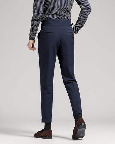 Business Mid-High Waist Rolled Cropped Suit Pants