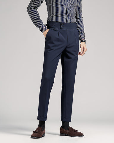 Business Mid-High Waist Rolled Cropped Suit Pants