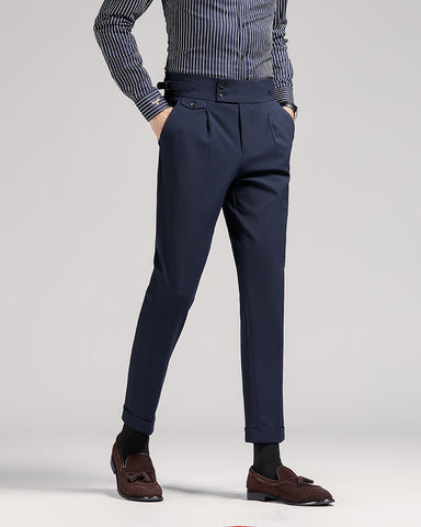 Business Mid-High Waist Rolled Cropped Suit Pants