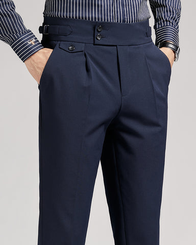 Business Mid-High Waist Rolled Cropped Suit Pants