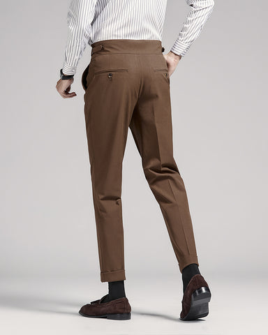 Business Mid-High Waist Rolled Cropped Suit Pants