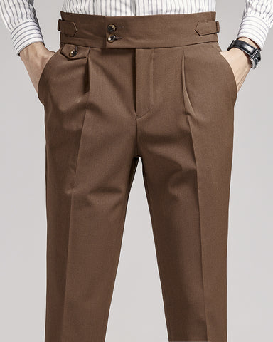 Business Mid-High Waist Rolled Cropped Suit Pants