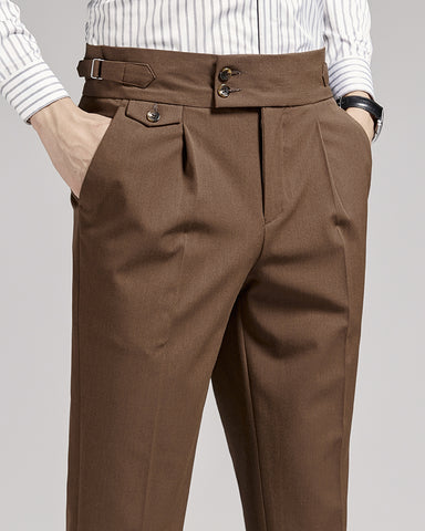 Business Mid-High Waist Rolled Cropped Suit Pants