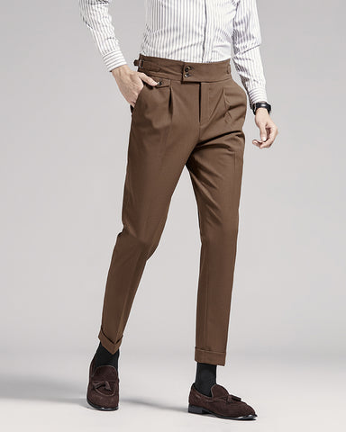 Business Mid-High Waist Rolled Cropped Suit Pants