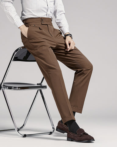 Business Mid-High Waist Rolled Cropped Suit Pants