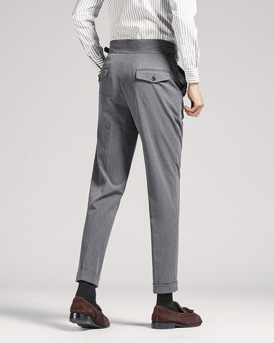 High-waisted Draped Slim-fit Cropped Suit Pants