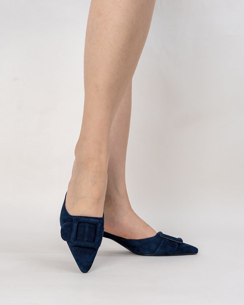 Pointed Toe Slides Low Heels Mule Kitten Heel Sandals
