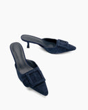 Pointed Toe Slides Low Heels Mule Kitten Heel Sandals