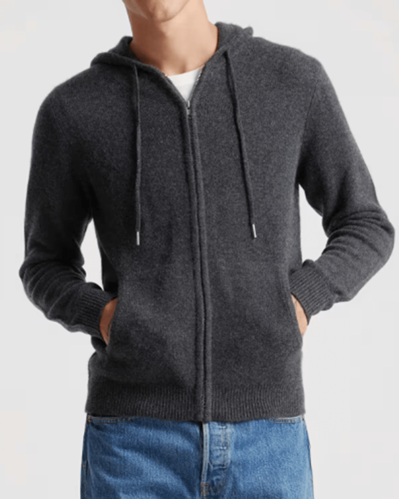 Men's 100% Cashmere Full-Zip Hooded Cardigan Main image
