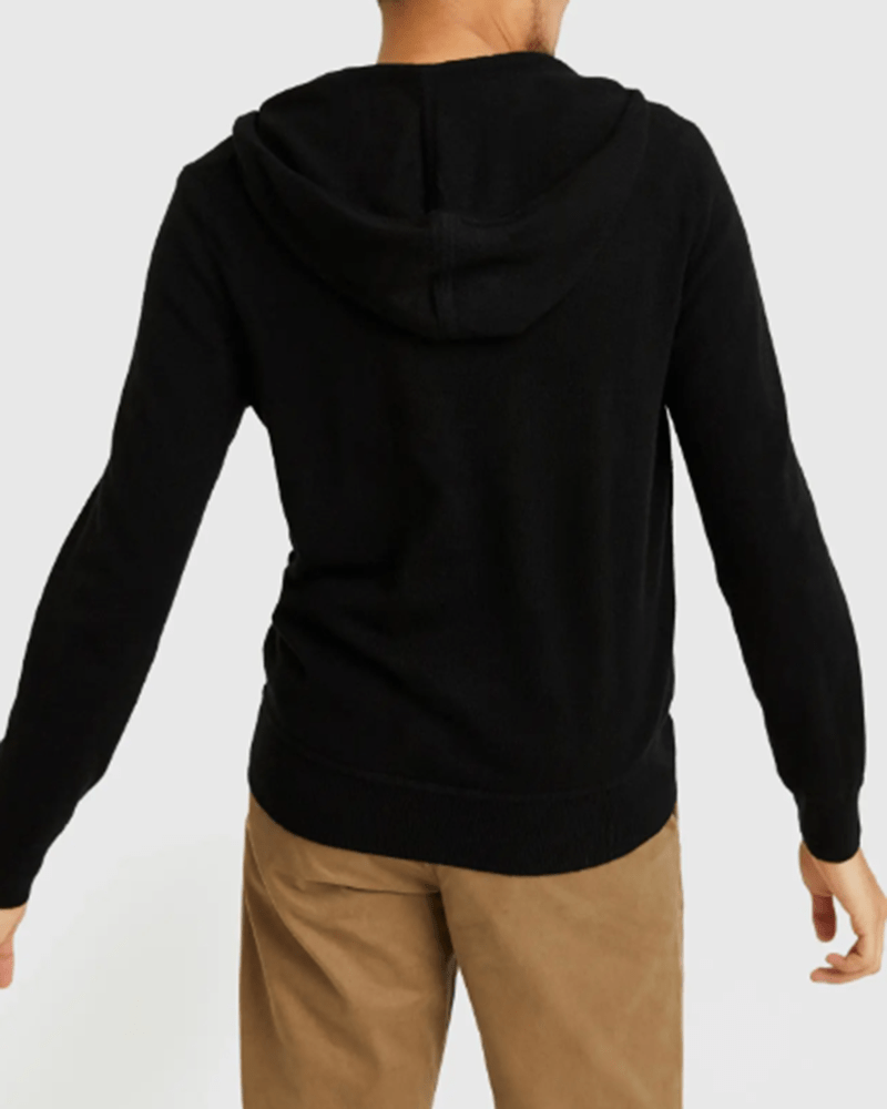 Men's 100% Cashmere Full-Zip Hooded Cardigan