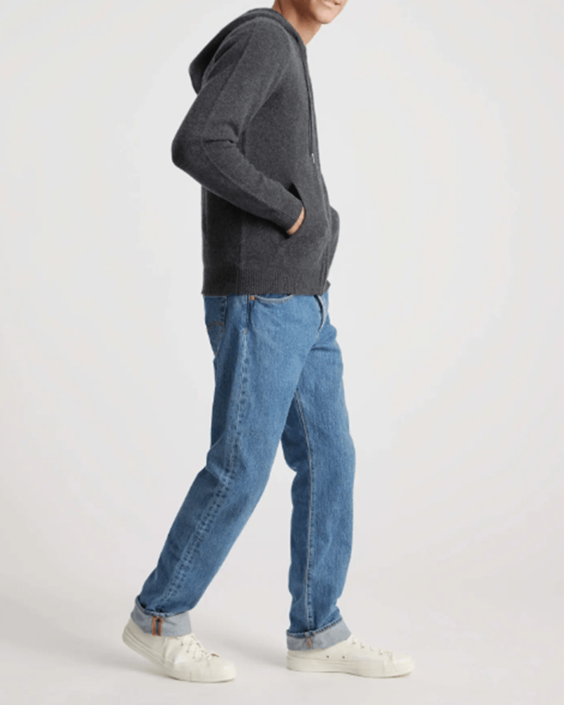 Men's 100% Cashmere Full-Zip Hooded Cardigan